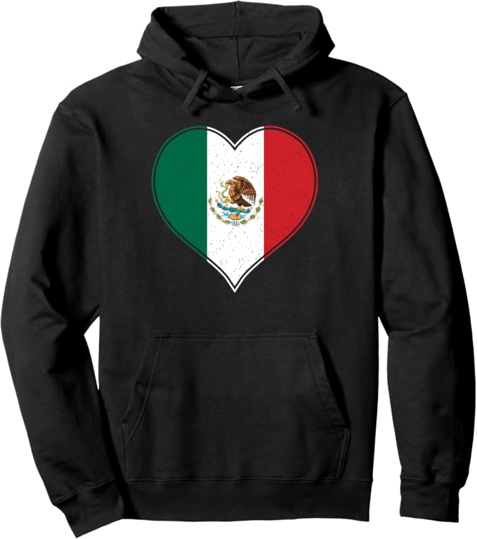 Corazon Mexicano Bandera De Mexico Mexican Flag Camiseta Pullover Hoodie – Proud Mexican Heart Flag Apparel