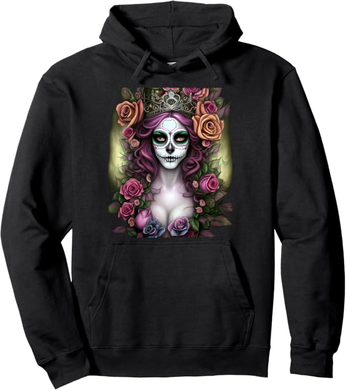 Mexico Dia De Los Muertos Calaveras Catrina Day of the Dead Pullover Hoodie - Chicano Style