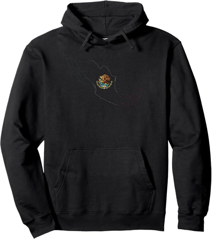 Mexico Flag Pullover Hoodie - Escudo Nacional de México Map Mexican Pride Design