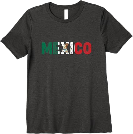 Mexico Vintage Lettering Women T-Shirt - Mexican Flag Bandera Mexicana Premium Shirt