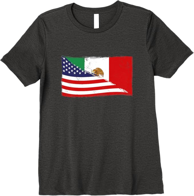 American and Mexican Heritage Flag Women T-Shirt - Premium USA Mexico Chicano Design
