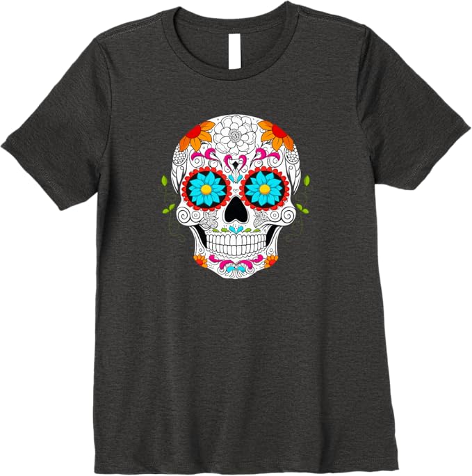 Premium Colorful Calaveras De Azucar Women T-Shirt for Día De Los Muertos - Mexican Sugar Skull Design