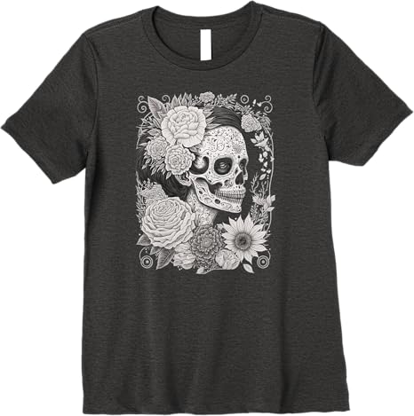 Premium Catrina Sugar Skull Women T-Shirt – Día de los Muertos Calaveras Design from Mexico