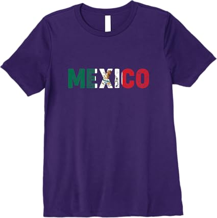 Mexico Vintage Lettering Women T-Shirt - Mexican Flag Bandera Mexicana Premium Shirt