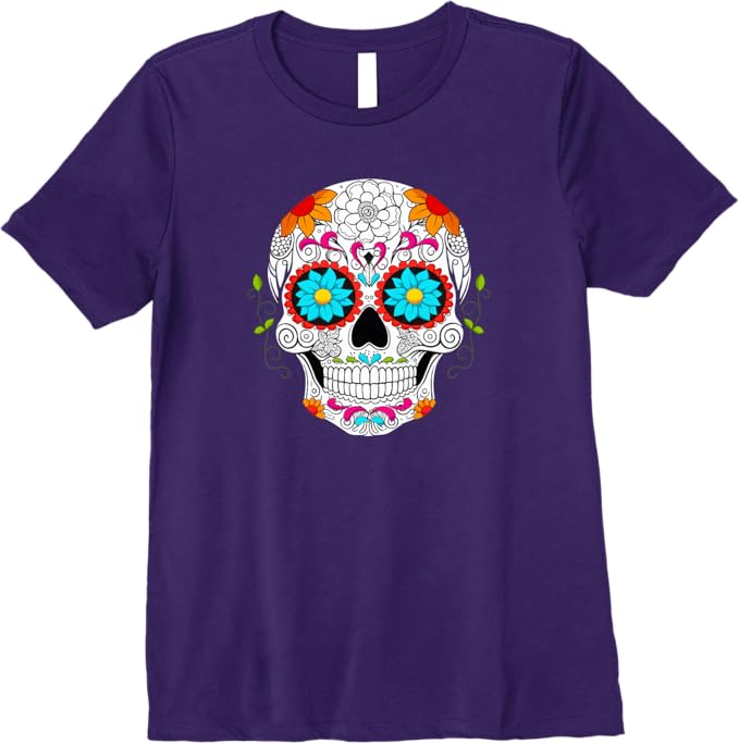 Premium Colorful Calaveras De Azucar Women T-Shirt for Día De Los Muertos - Mexican Sugar Skull Design