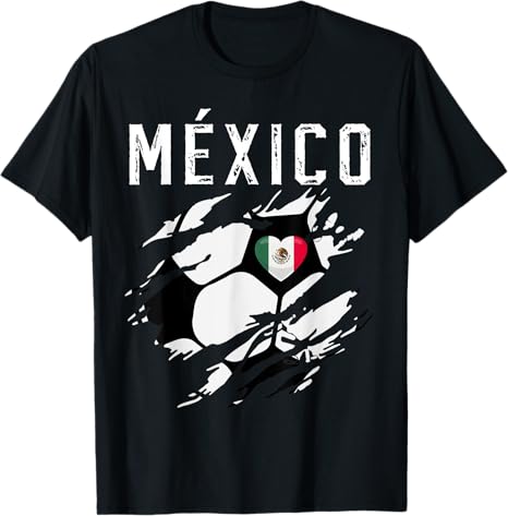 Mexico Retro Vintage Soccer Men T-Shirt with Mexican Flag Heart - Perfect for Fans