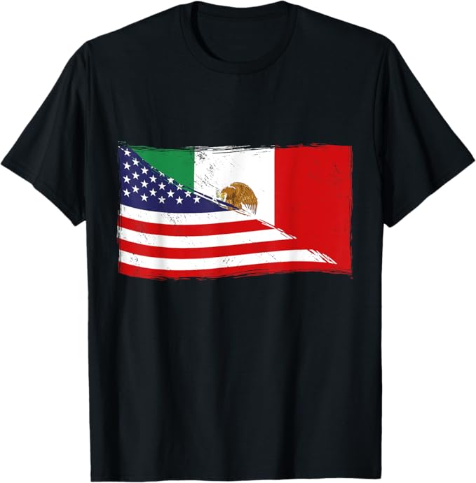 American Mexican Heritage Flag Men T-Shirt | USA Mexico Chicano Pride Shirt