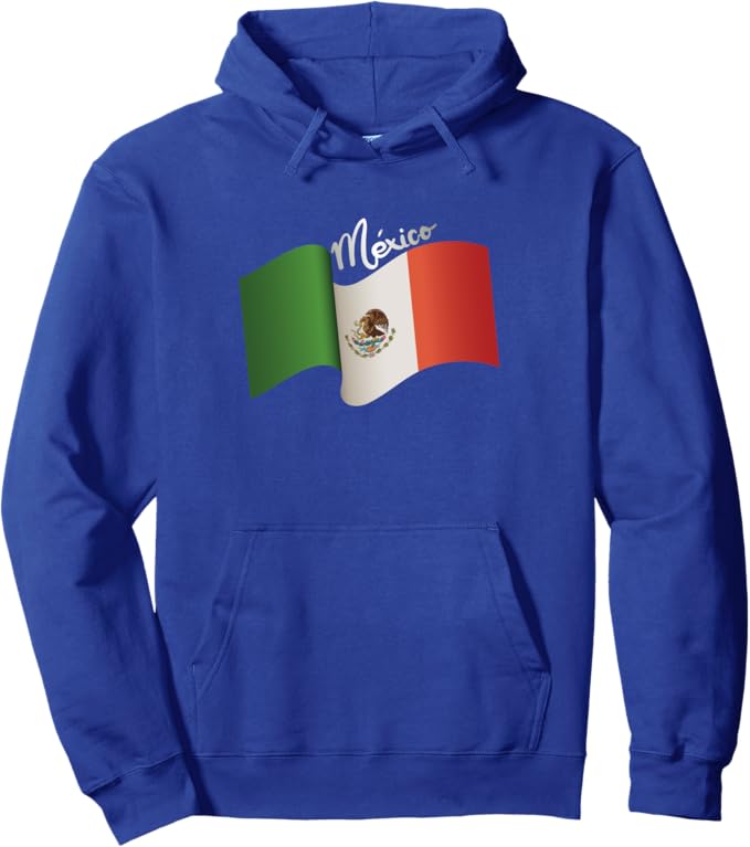 Vintage Mexican Flag Pullover Hoodie - Retro Bandera Mexicana Mexico Design