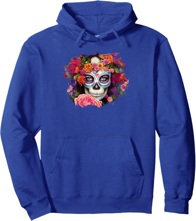 Mexico Day of the Dead Pullover Hoodie - Skull Día De Los Muertos Design