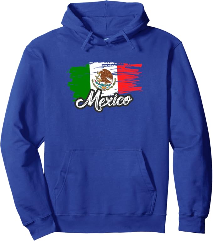 Retro Mexican Flag Pullover Hoodie - Vintage Bandera Mexicana Design