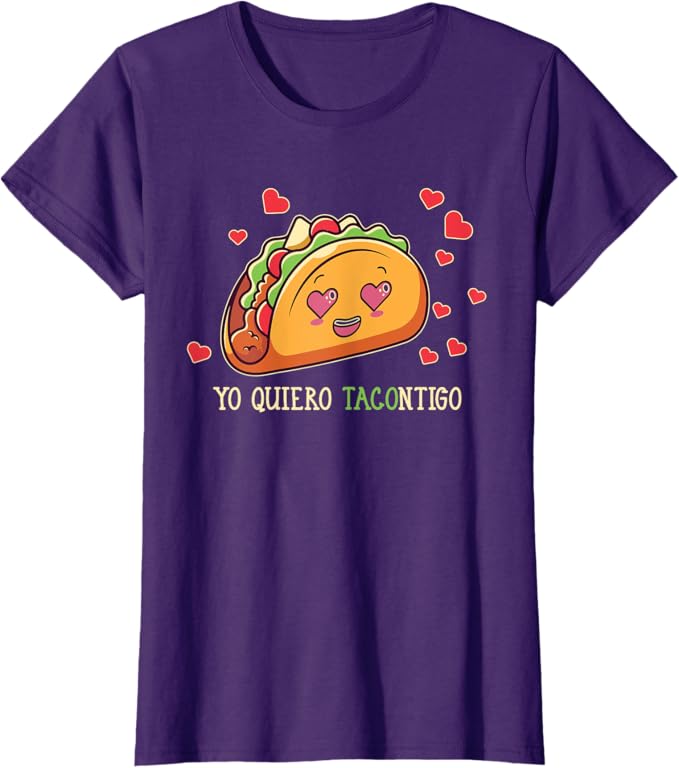 Funny Yo Quiero Tacontigo Design Women T-Shirt for Latina Mexicana Women - Taco Lover Shirt