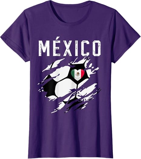 Mexico Retro Vintage Soccer Women T-Shirt with Mexican Flag Heart - Perfect for Fans