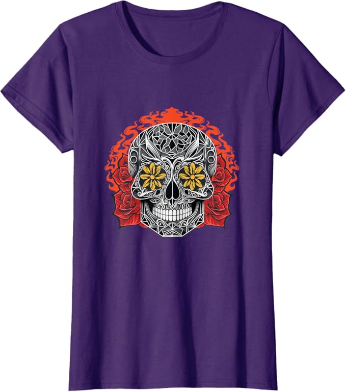 Day of the Dead Sugar Skull Calaveras Women T-Shirt - Mexican Holiday Apparel