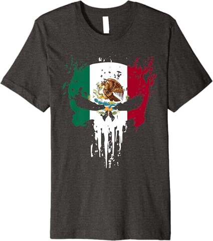 Premium Mexican Flag Skull Women T-Shirt | Bandera Mexicana Camiseta | Unique Design