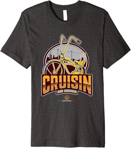 Chicano Lowrider Bike Mexican Premium Men T-Shirt - Cruisin' & Groovin' Design