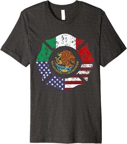 USA American Mexico Mexican Flag Escudo Nacional de México Premium Men T-Shirt - Patriotic Tee for Americans & Mexicans