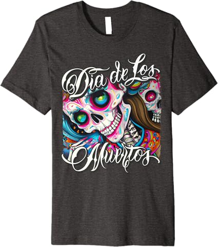 Premium Mexican Calaveras Catrina Men T-Shirt | Colorful Dia De Los Muertos Skull Shirt