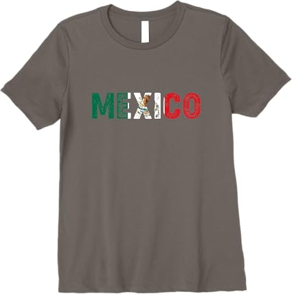 Mexico Vintage Lettering Women T-Shirt - Mexican Flag Bandera Mexicana Premium Shirt