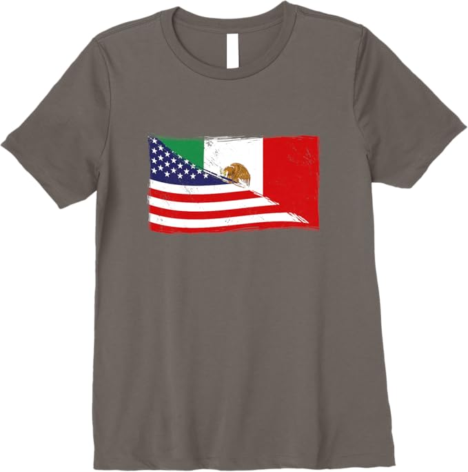 American and Mexican Heritage Flag Women T-Shirt - Premium USA Mexico Chicano Design
