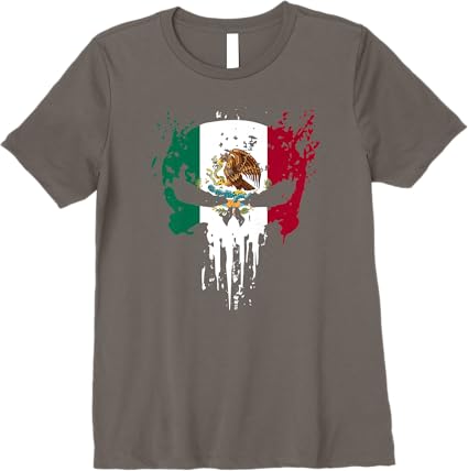 Premium Mexican Flag Skull Men T-Shirt | Bandera Mexicana Camiseta | Unique Design