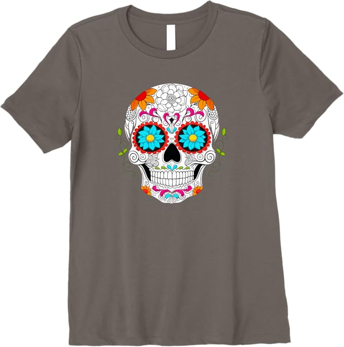 Premium Colorful Calaveras De Azucar Women T-Shirt for Día De Los Muertos - Mexican Sugar Skull Design