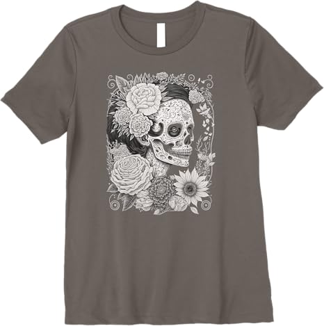 Premium Catrina Sugar Skull Women T-Shirt – Día de los Muertos Calaveras Design from Mexico