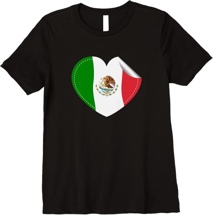 Mexican Flag Heart Women T-Shirt - Bandera de México Corazón Premium Apparel