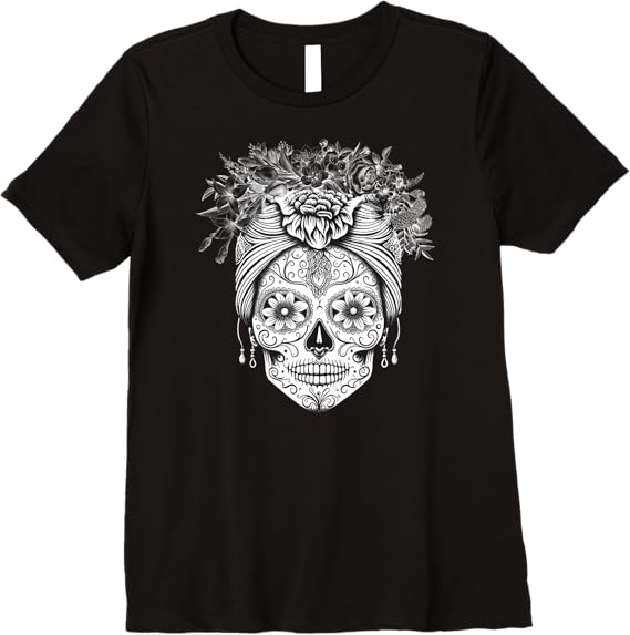 Dia de los Muertos Women T-Shirt - Mexican Sugar Skull Calaveras Premium Apparel