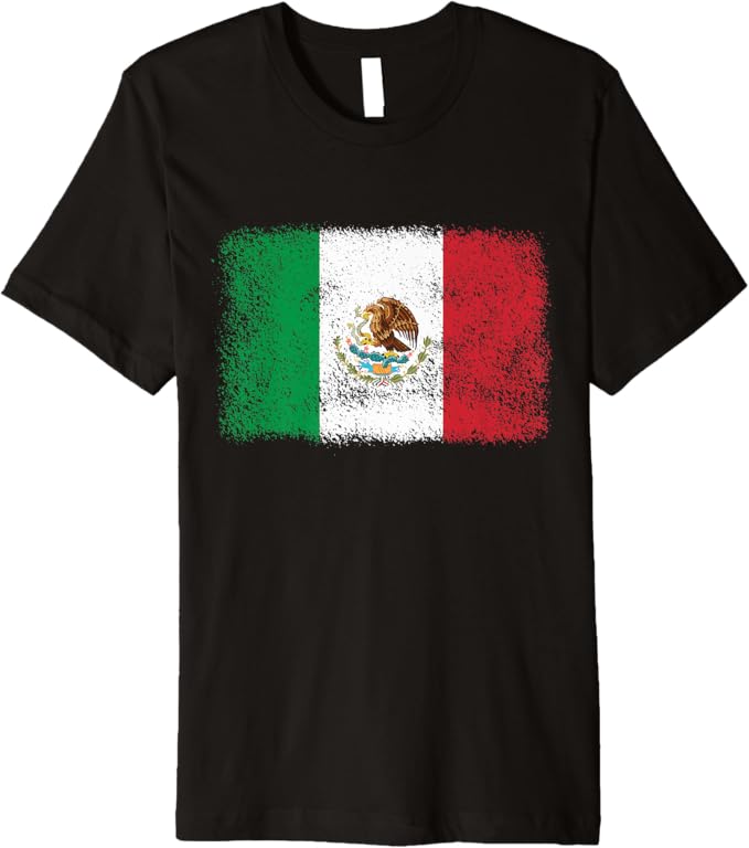 Retro Mexico Flag Men T-Shirt - Mexican Bandera Pride Premium Apparel