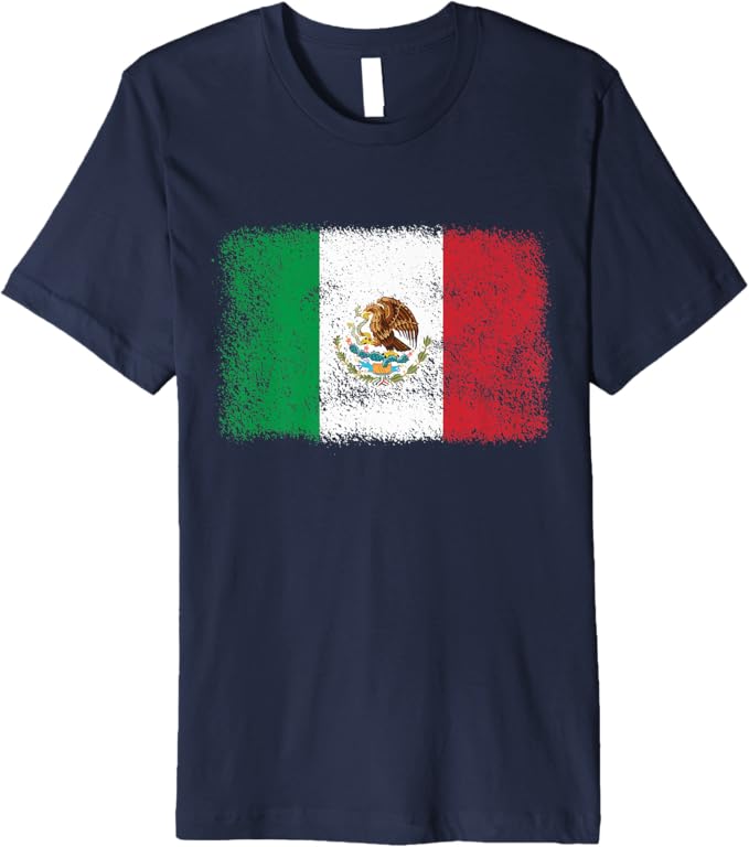 Retro Mexico Flag Men T-Shirt - Mexican Bandera Pride Premium Apparel