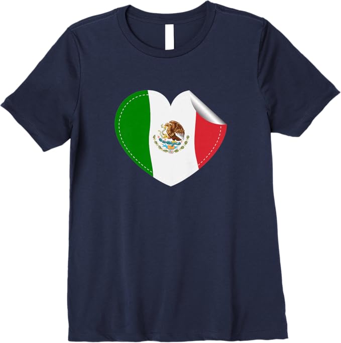 Mexican Flag Heart Women T-Shirt - Bandera de México Corazón Premium Apparel