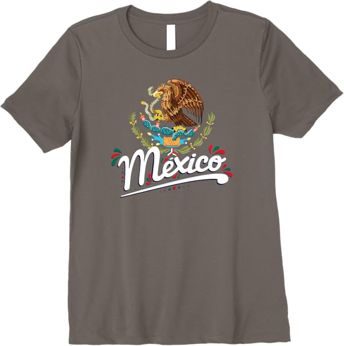 Mexican Flag Women T-Shirt - Coat of Arms with Mexico Lettering Premium Apparel