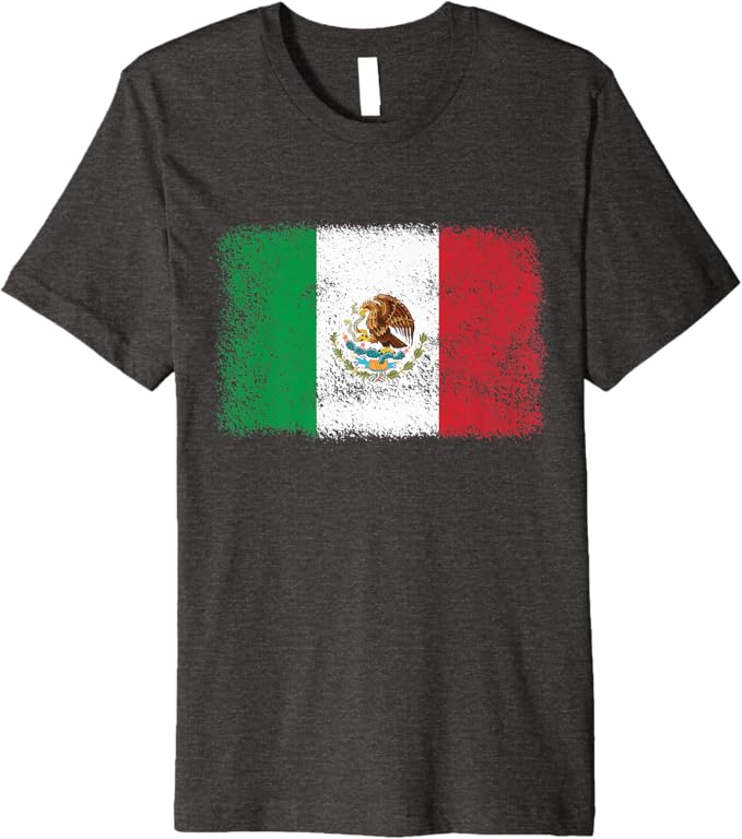 Retro Mexico Flag Men T-Shirt - Mexican Bandera Pride Premium Apparel