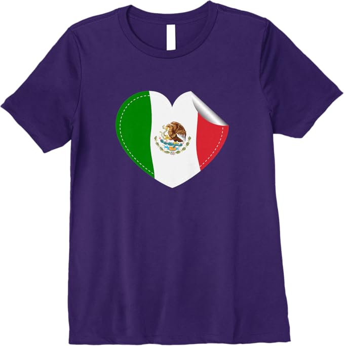 Mexican Flag Heart Women T-Shirt - Bandera de México Corazón Premium Apparel