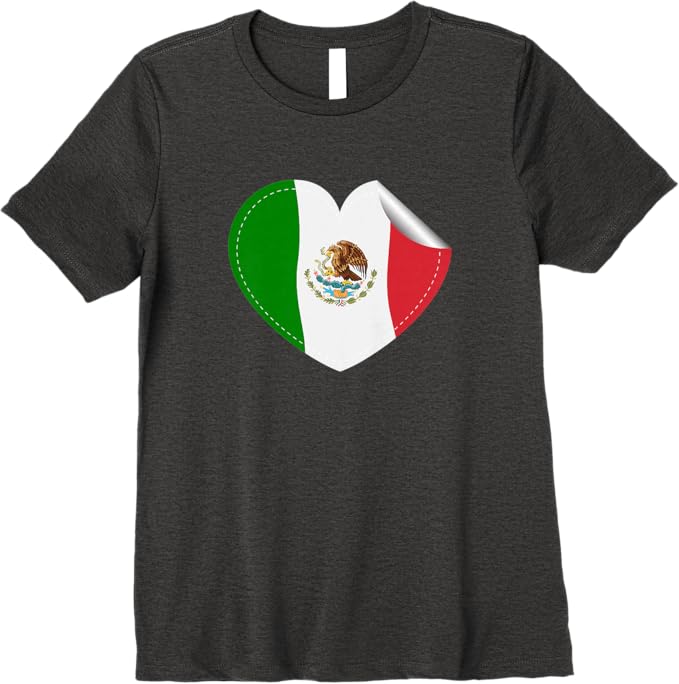 Mexican Flag Heart Women T-Shirt - Bandera de México Corazón Premium Apparel