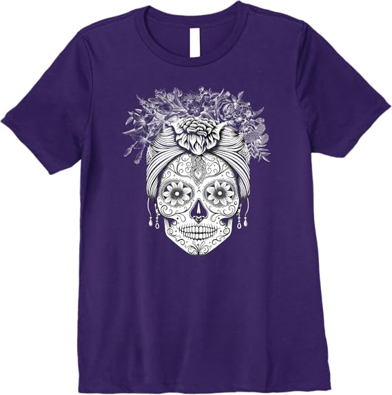 Dia de los Muertos Women T-Shirt - Mexican Sugar Skull Calaveras Premium Apparel