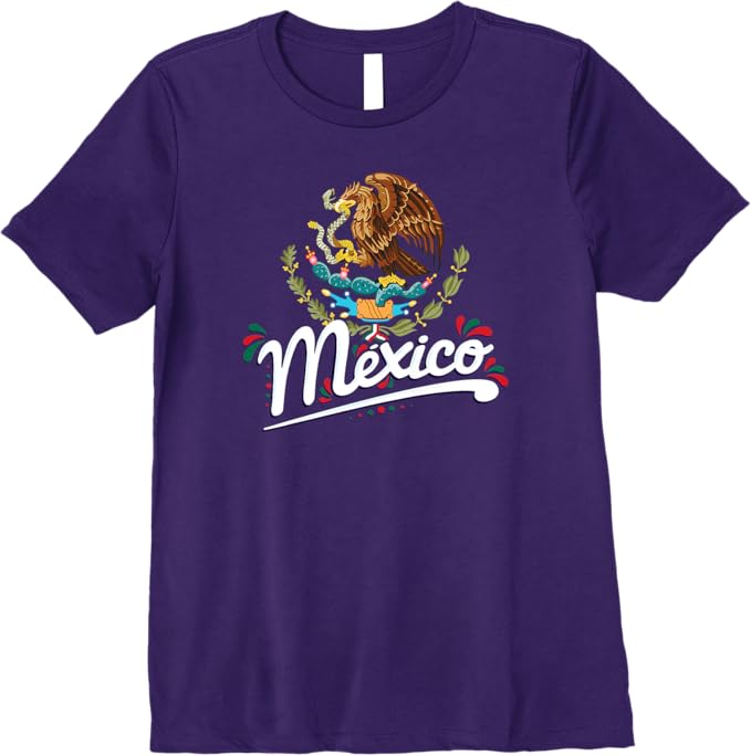 Mexican Flag Women T-Shirt - Coat of Arms with Mexico Lettering Premium Apparel