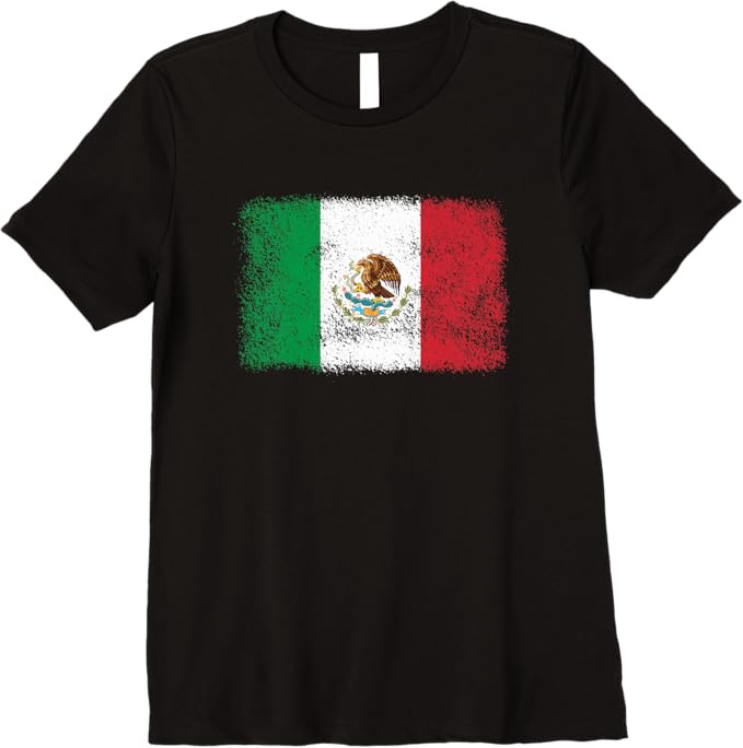 Retro Mexico Flag Women T-Shirt - Mexican Bandera Pride Premium Apparel