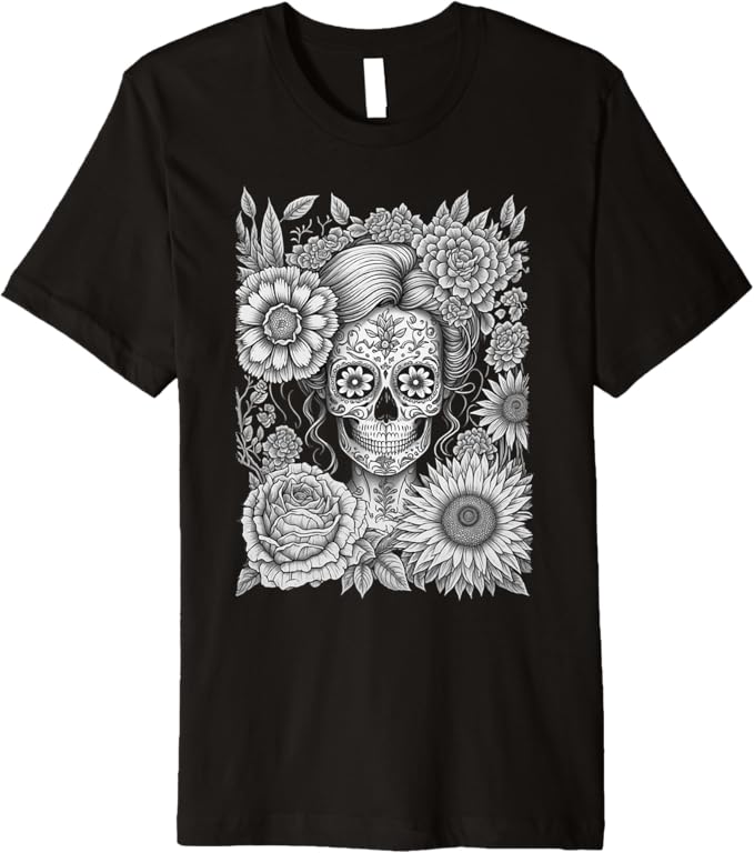 Creepy Calaveras Catrina Men T-Shirt - Mexican Day of the Dead Holiday Premium Apparel