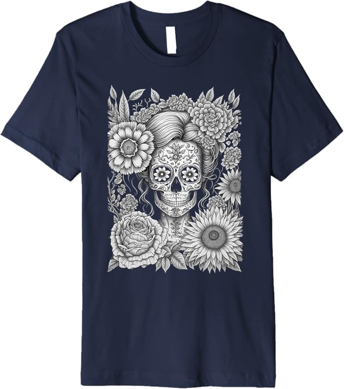 Creepy Calaveras Catrina Men T-Shirt - Mexican Day of the Dead Holiday Premium Apparel