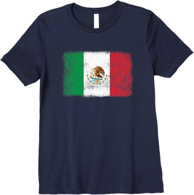 Retro Mexico Flag Women T-Shirt - Mexican Bandera Pride Premium Apparel