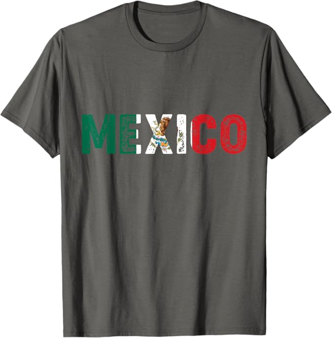 Vintage Mexico Flag Men T-Shirt - Mexico Letters Design with Bandera Mexicana