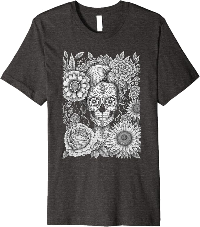 Creepy Calaveras Catrina Men T-Shirt - Mexican Day of the Dead Holiday Premium Apparel