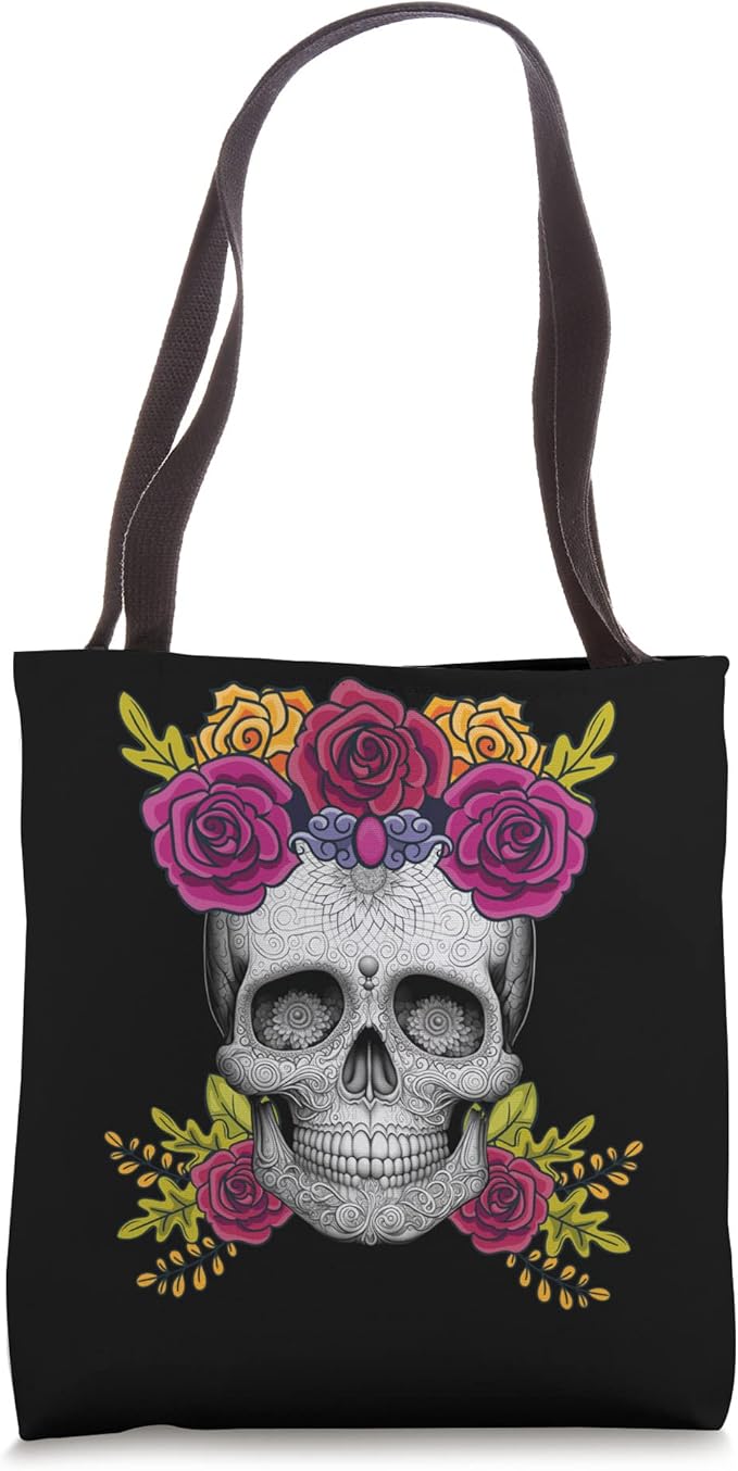 Mexican Day of the Dead Sugar Skull Tote Bag - Dia de los Muertos Design