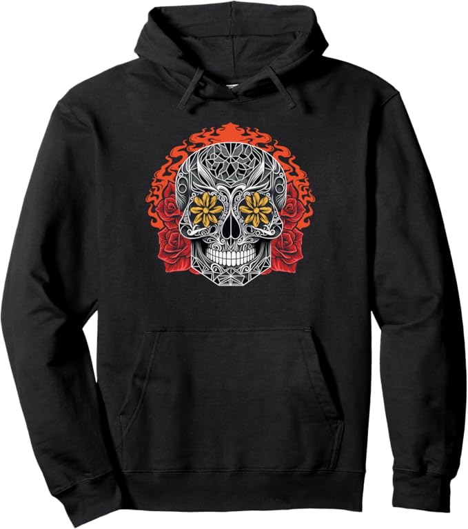 Sugar Skull Calaveras Day of the Dead Mexico Holiday Pullover Hoodie