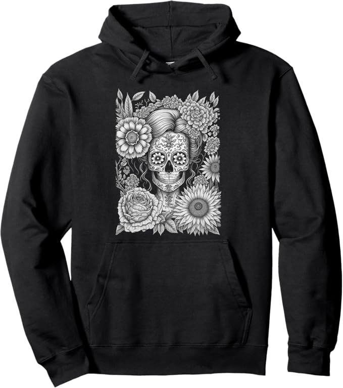 Creepy Calaveras Catrina Mexican Day of the Dead Pullover Hoodie - Holiday Apparel