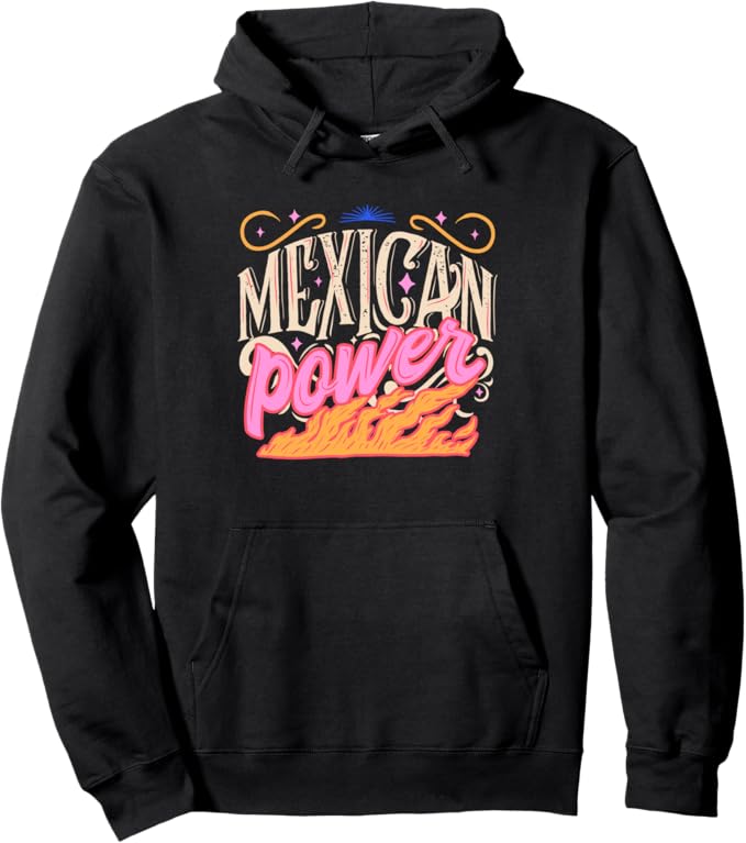 Mexican Power Vintage Letter Design Pullover Hoodie for Hombre y Mujer