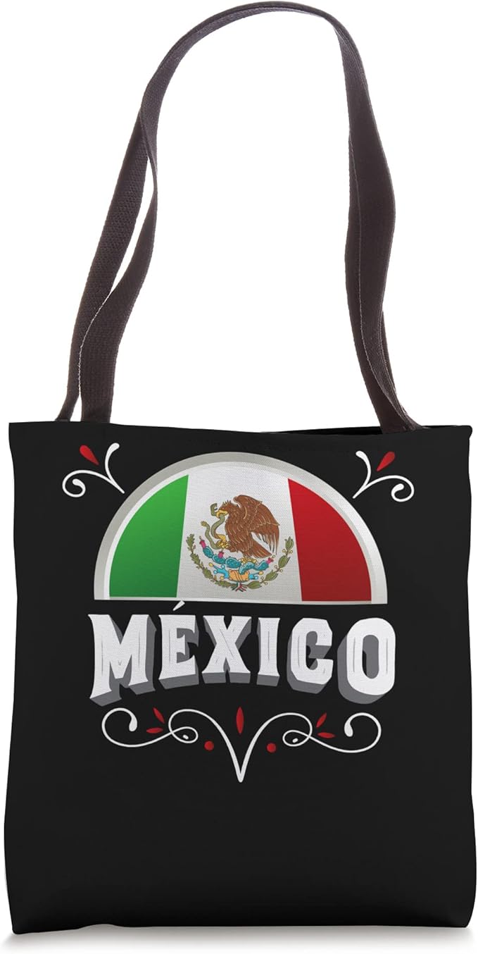 Mexico Flag Tote Bag with Bandera Design and Mexico Lettering