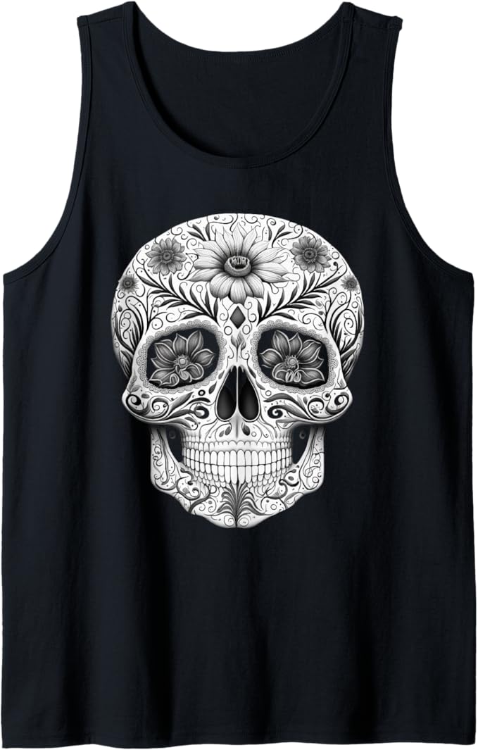 Dia De Los Muertos Mexican Skull Art Men Tank Top - Day of the Dead Design
