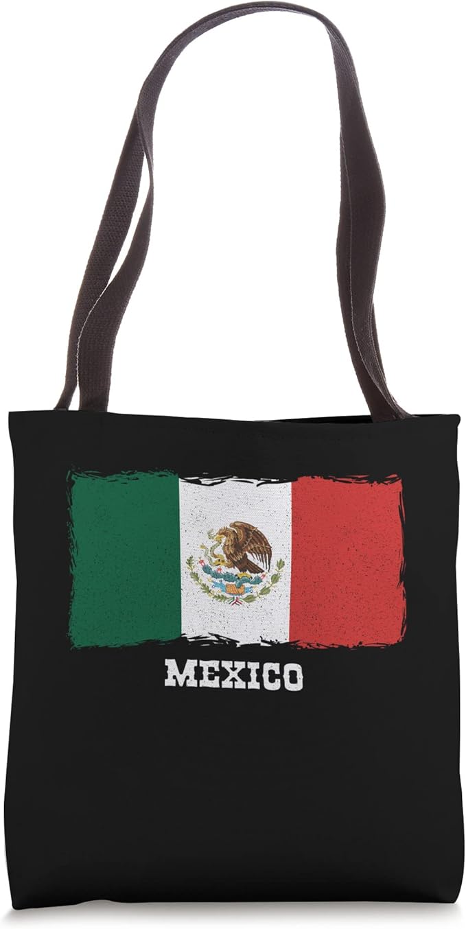 Vintage Mexico Flag Tote Bag - Retro Bandera Mexicana Design